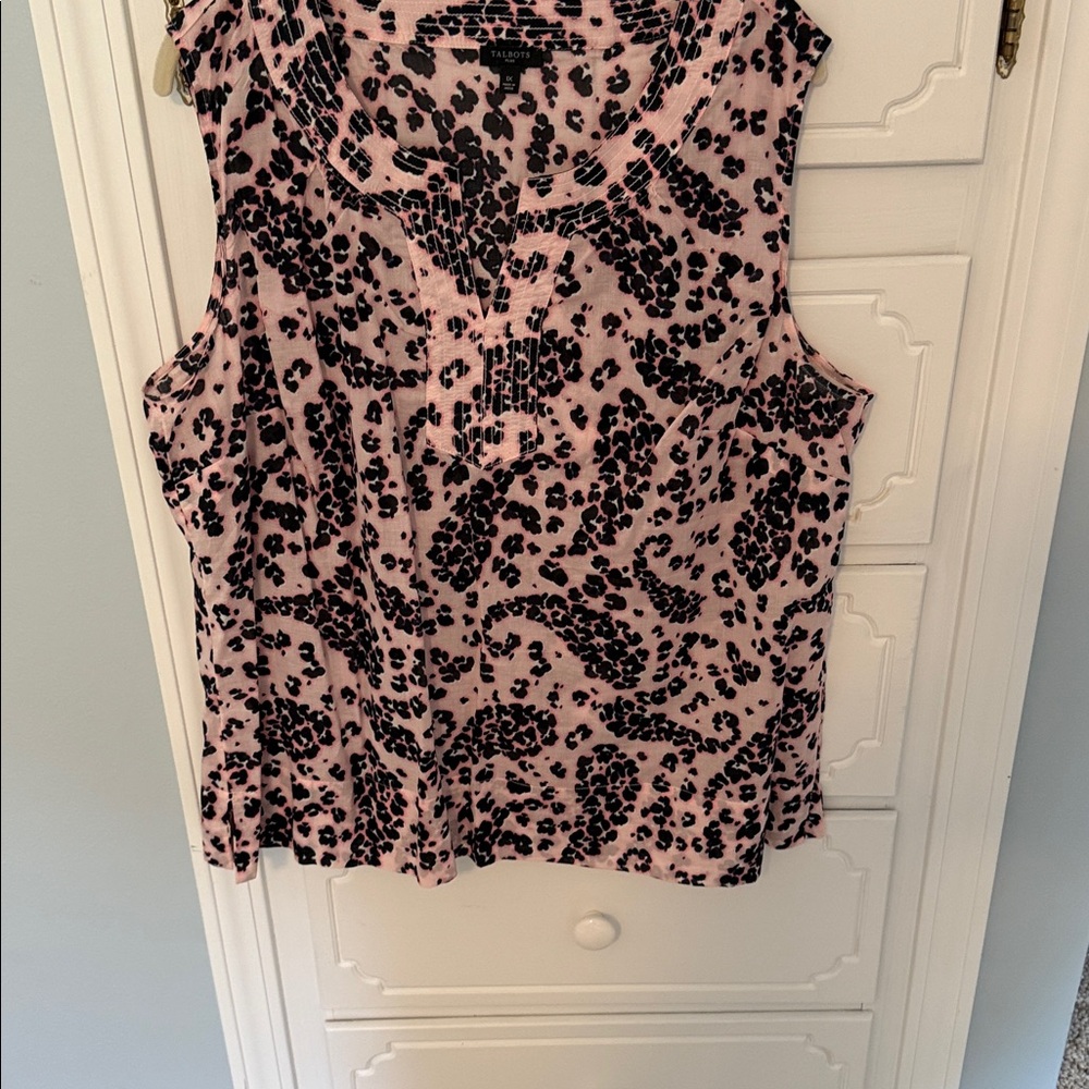 Talbots Pink and Black Animal Print Top